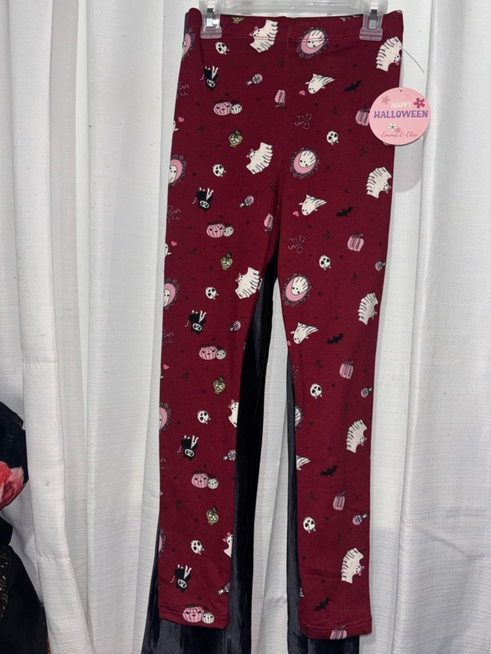 2 pack Kids Halloween Maroon/ Black Printed Leggings